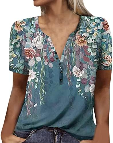 Topенски врвен v врат со кратки ракави со кратки ракави, маица врвно лето лето боење, надворешно носење жени маички и блузи дневни врвови на