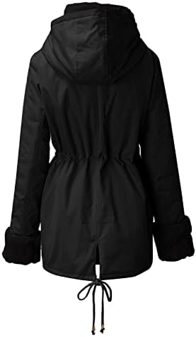 Женски зимски палта со качулки со качулка со качулка со ветерници во паркија јакна со долги ракави со качулка, џебови со палто
