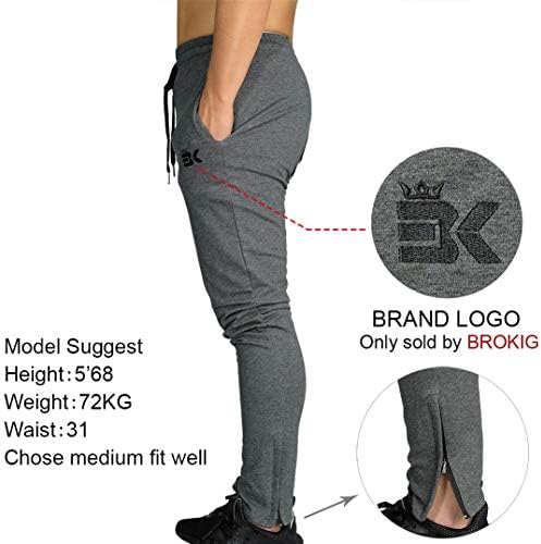 Брокиг Менс џогер спортски панталони, обичен патент салата за џебови за џебови за џебови