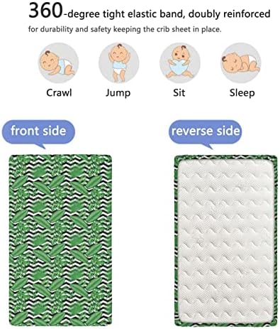 Зеленило од џунгла тематски опремени мини чаршафи за креветчиња, преносни мини креветчиња со меки мали деца, вградени чаршафи за креветчиња