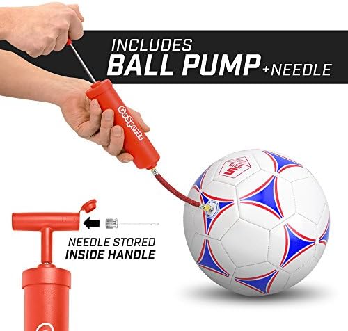 GoSports Premier Soccer Ball со премиум пумпа - достапна како единечни топки или 6 пакувања - изберете ја вашата големина