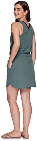 RBX Активен женски ткаен резервоар фустан Брзо сушење без ракави фустан со џебови Еластична половината за пешачење тенис голф фустан