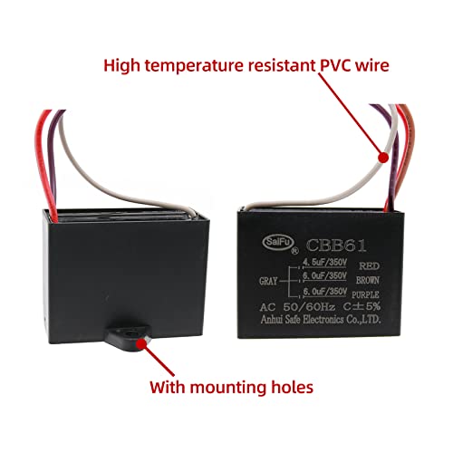 AKZYTUE CBB61 Кондензатор 4.5 uf+6uf+6uf 350V AC Тавански Вентилатор 4 Жица 50/60Hz За Стартување Електричен Вентилатор Генератор Пумпа Мотор