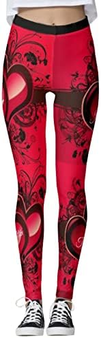 Iius Валентин со високи половини хеланки женски усни печати јога што трчаат хеланки ултра мека четкана еластична џогерска тренинг панталони