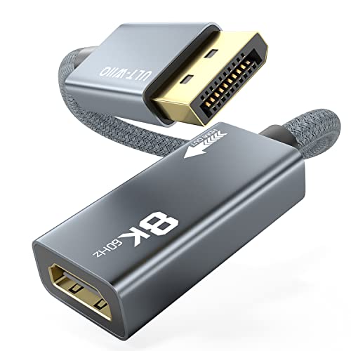 8K@60Hz DisplayPort на HDMI адаптер, уникатен DP 1.4A до HDMI 2.1 конвертор кабел, поддршка 8K, 4K@120Hz/144Hz, 2K@240Hz, VRR, HDR, HDCP