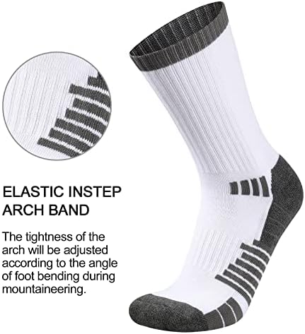 Коован Менс Атлетски екипас чорапи црни 5 пара пешачење со перничето со памук со влага со 5 пакувања