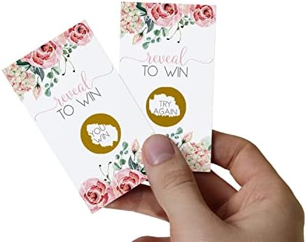 Хартија умен забава шармантна гребење карти за игри за невестински туш и бебешки туш розов - билети за цветни томболи - свадбени фаворити рустикални