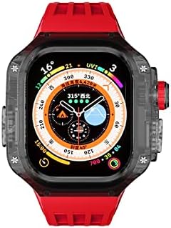 Кгдхб Луксузен Транспарентен Случај За Apple Watch Ultra 49mm Мод Комплет Флуорорубер Спорт Ремен Бенд за iwatch 8 Pro Ултра Модификација
