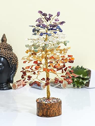 7 Чакра дрво на животот - Кристално дрво и седум бои оникс оргон пирамиди заздравување камен реики кристал чакра балансирајќи подарок