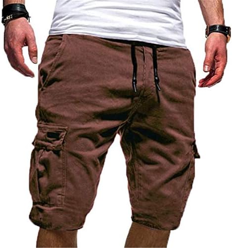 Еластични шорцеви за еластични половини за полнење на мажите Ангонгивел Брзо суво со џебови за обука за вежбање