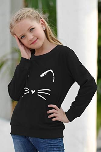 Врвови за пулвер на Gorlya девојче, симпатична цртана графичка печатена облека за џемпери за 4-14 години деца