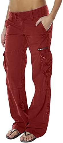 Женски товарни панталони со џебови на отворено обични рипстоп директно хеланки Камо со џебни воени градежни панталони