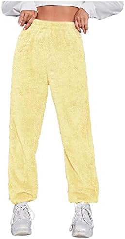 Лесни панталони за пешачење жени зимски еластично задебелена плишана цврста боја термичка целосна должина лабава утешна