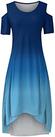 Фрагрен коктел фустан, плус големина на жени со тркалезен врат Краток ракав од рамениот фустан со цветен печатен фустан