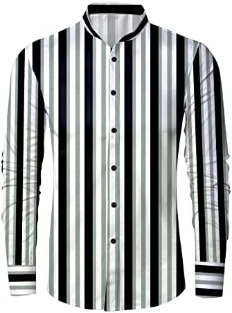 Bodysuit Pajama Mens Spring Spring and Emone Fashion Fashion Reeisure Stripes 3D дигитални печатени кошула со долг ракав врвот