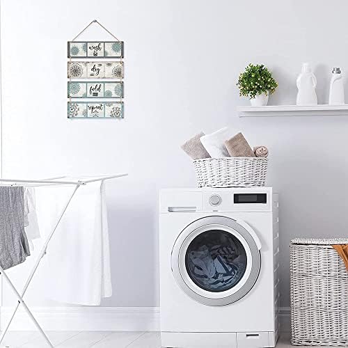 Декор за перење алишта Рустикална алишта за перење алишта миење суво преклопување 4 парчиња дрво алишта виси знаци wallидна уметност