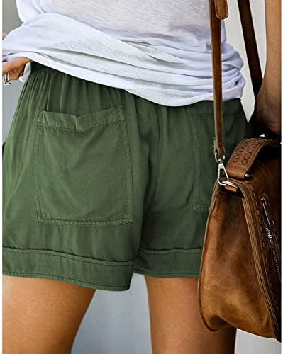 lcepcy жени плус големина обични шорцеви обични еластични џебови за влечење на половината летни плажа лесни кратки панталони