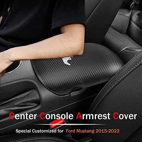 Подлога за потпирачи на кутии за конзола на Лексли Центар, водоотпорен заштитен заштитник на кожа против гребење за Ford 2015-2022 Mustang GT ecoboost v6-јаглеродно влакно