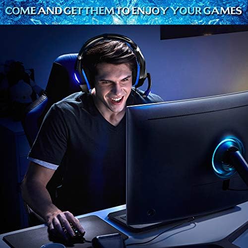Стерео слушалки за игри на Bengoo GM-5 за Xbox One, PS4, компјутер со глувче, откажување на бучава над слушалките за уво со MIC, LED