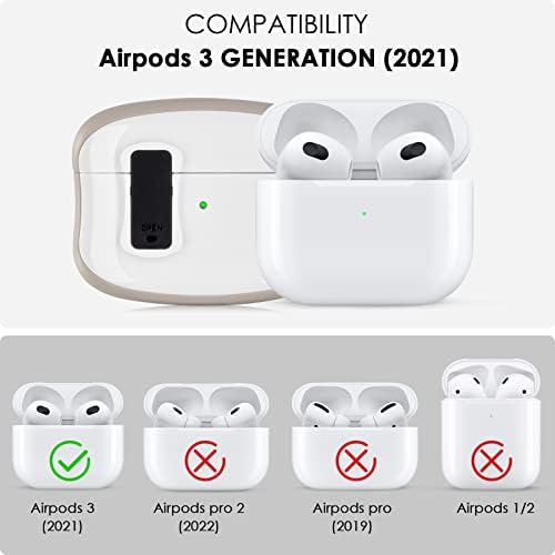 Cagos за AirPods 3 -та генерација кутија со заклучување, надграден безбеден AirPods 3 Case Cartile Sute Slim Ipod 3 Earbuds Заштитна тврда покривка