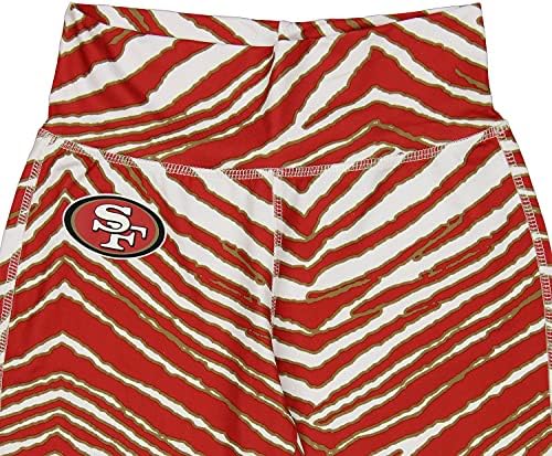 Zubaz NFL Women'sенски Сан Франциско 49ерс црвен/бронзен зебра за нозе