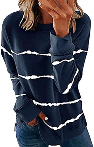 Kulywon женски џемпери 2023 Обични лабави долги ракави ленти врвови пролетни удобни пулвер туники пад на екипаж блуза