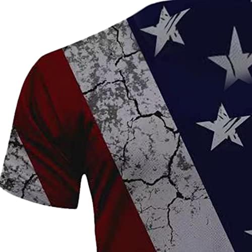 Маички маички со американско знаме 2023 лето 4 -ти јули патриотски кошули екипаж на кратки ракави 3D графички обични врвови