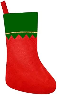 Божиќни чорапи црвено фелинг DIY Божиќна фонд 15инх забава фаворизира камин што виси чорапи подароци за Божиќна декорација
