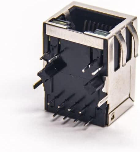 GXMRHWY 20PCS RJ45 8P8C LED LED 90 степени на натопување за PCB монтажа со EMI модуларен конектор
