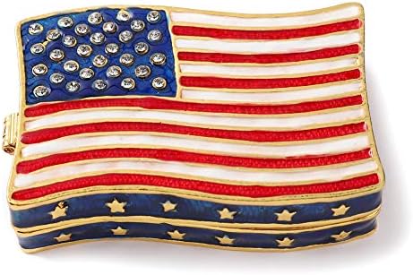 Фуруида накит кутија за чување на американско знаме класичен украси Дома Декора занаетчиски подарок за роденден Денот на благодарноста