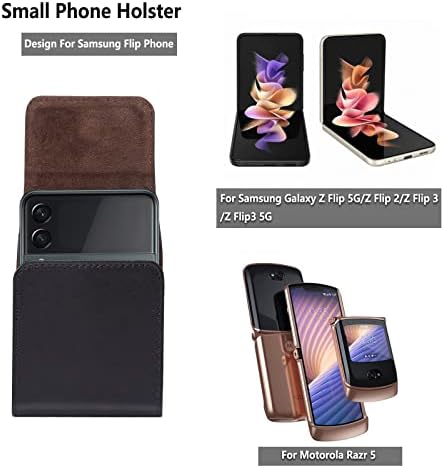 Кожна телефонска футрола за Samsung Galaxy Z Flip 3, Z Flip3 5G, Z Flip 2 Guinine Leather Colle Coneabe Hillt Hold, за Motorola Razr 5G Hoolter