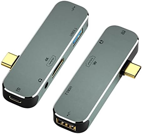 USB C Hub 5 во 1, MULTIPORT USB C Адаптер со 100w Pd Полнење + 10gbps USB 3.0 + Тип C + 3.55 mm AUX + USB 2.0+HDMI 4K, Приклучок Во Тип ЛАПТОП USB C Порт Експандер
