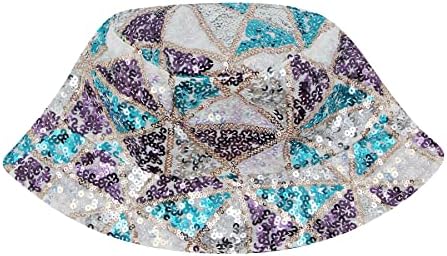 Rarityus unisex геометриска корпа капа за реверзибилна двојна облека сјајни секвенци Сонце капа за жени кои патуваат плажа на отворено
