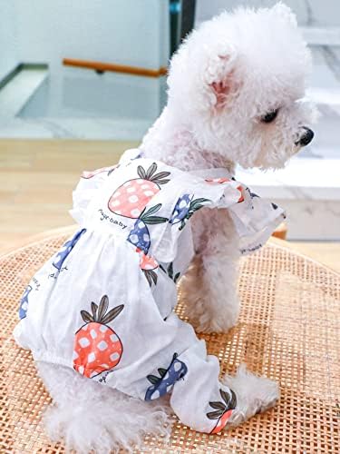 Qwinee ананас печатено куче со четири нозе со џемпери за џвакање со слатки кучиња пижами симпатична облека за миленичиња фустан