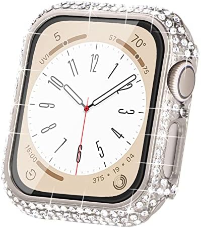 Surace компатибилен со Apple Watch Case 40mm за Apple Watch Series 6/5/4/3/2/1, случаи на блинг со над 200 браник за заштитен покритие