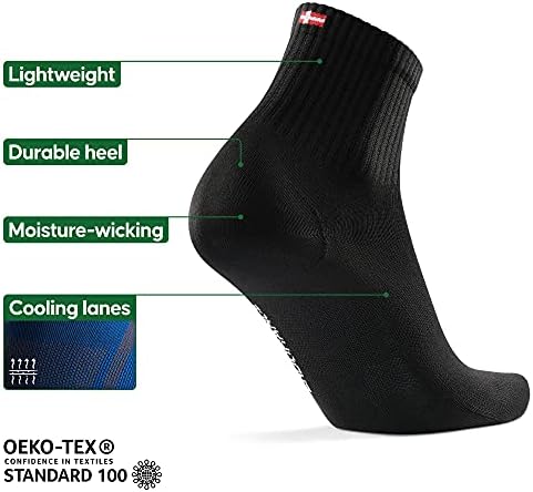 Данска издржливост 5 пакет четвртина атлетски чорапи, анти-бластер за мажи и жени