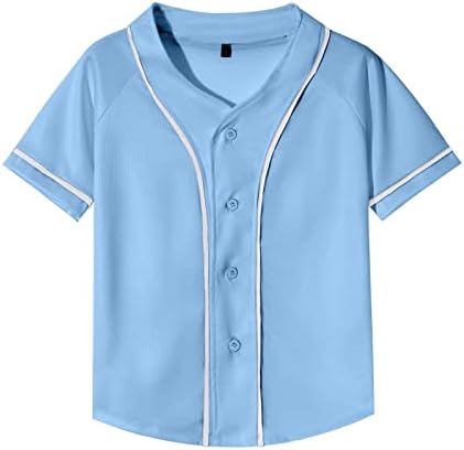 Детска бејзбол во бејзбол Jerseyерси копче надолу со униформи маички хип хоп хипстер обичен мекбол активни кошули за момчиња девојчиња