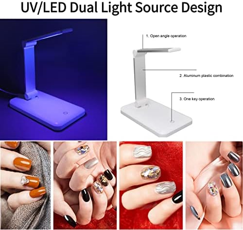LED LED -ламба за нокти на Cryfokt UV LED, професионална светлина за преклопување со 10 парчиња LED лесна десктоп гел за лекување USB полнење