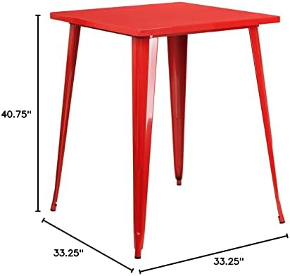 Флеш мебел Нолан комерцијална оценка 31,5 квадратни портокалови метални метални метални табели за висина на шипката