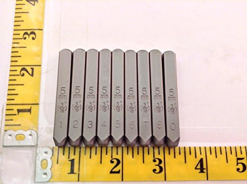 9PC 3/16 5мм број на печат за печат на печат, зацврстен челик, метална кожа од дрво