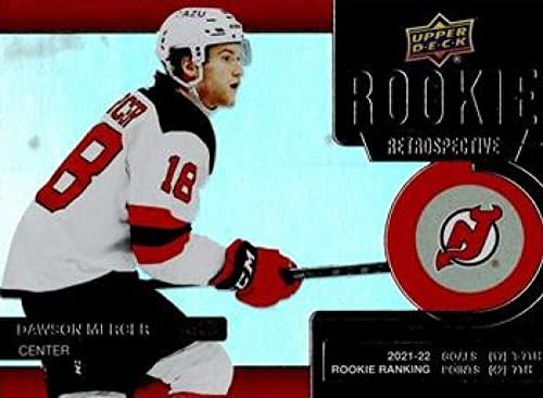 2022-23 Ретроспектива на дебитантот на горната палуба RR-5 Dawson Mercer New Jersey Devils NHL Hockey Trading Card