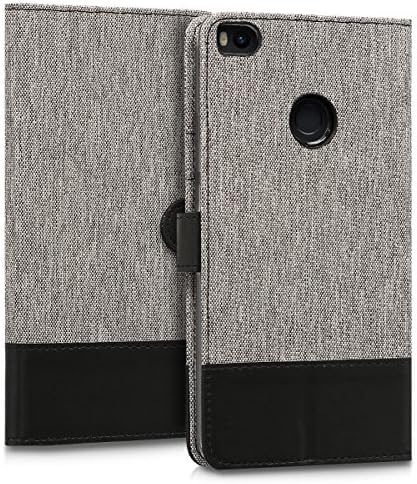 Kwmobile Паричник Случај Компатибилен Со Xiaomi Mi Max 2-Случај Ткаенина И Вештачка Кожа Телефон Флип Капак-Сива/Црна