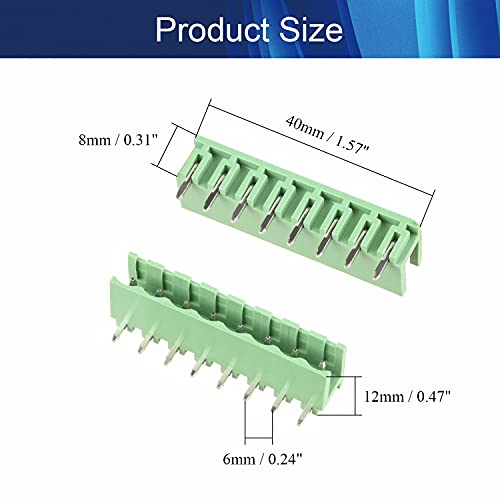 Јутагос 10 ПАРЧИЊА Пхб Терминал Блок Конектор 300V 8P Рамен Агол Игла Седиште Вметнете-Во Пхб Завртка Терминал Блок Конектор 2EDGR-5.08 Зелена