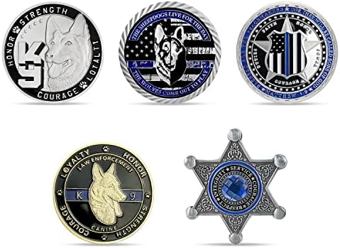 Полициски Предизвик Монета Куче К9 Сувенир Монета Тенка Сина Линија Совршени Подароци За Спроведување на Законот со 5 Монети