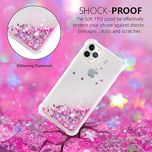 Телефонски случај на капакот Сјај Сјај, компатибилен со iPhone 11 Pro Case компатибилен со женски девојки girly sparkle течен луксуз лебдечки