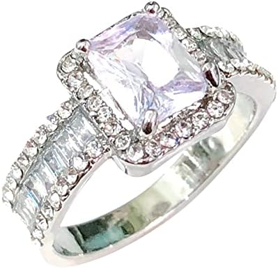 Прстени за ангажман за жени принцеза прстени квадратни цирконија прстен цирконија околу прстенот