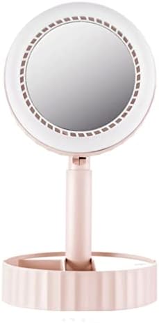 SCDCWW LED Огледало За Шминка Пополнете Светло МИНИ Вентилатор USB Ноќно Светло За Полнење Преклопливо Преносно Осветлено Огледало За