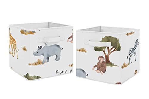 Слатка Џоџо Дизајни Џунгла Животни Преклопни Ткаенини Корпи За Складирање Кутии Организатор Играчки Деца Бебе Сет од 2 Темно