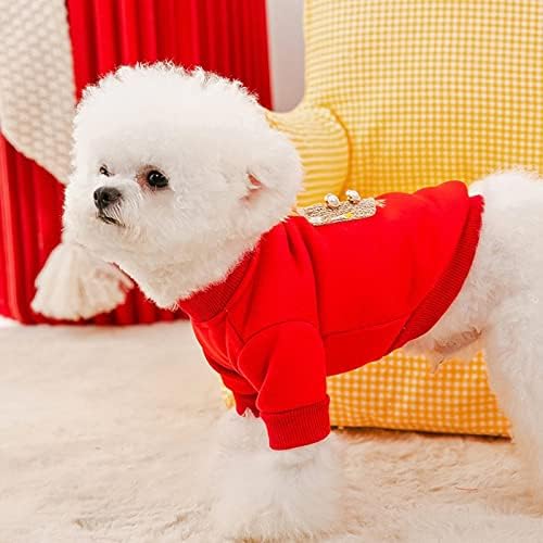 Lepsjgc Кинеска новогодишна облека за кучиња памучна облека за домашни миленици за мали средни кучиња костум за маче маица кученце