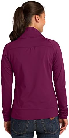 Sport-Tek Ladies Sport-Wick Stretch јакна со целосна зип. Пинк брзање. S.